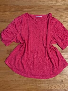 Chico’s Pink Scrunch Rouched Sleeve Tee - size XXL